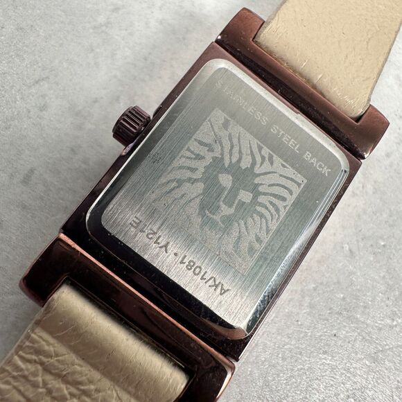 Anne Klein Watch Womens 20mm Rectangle Brown Bronze Tone MOP Dial New Battery - Picture 8 of 12